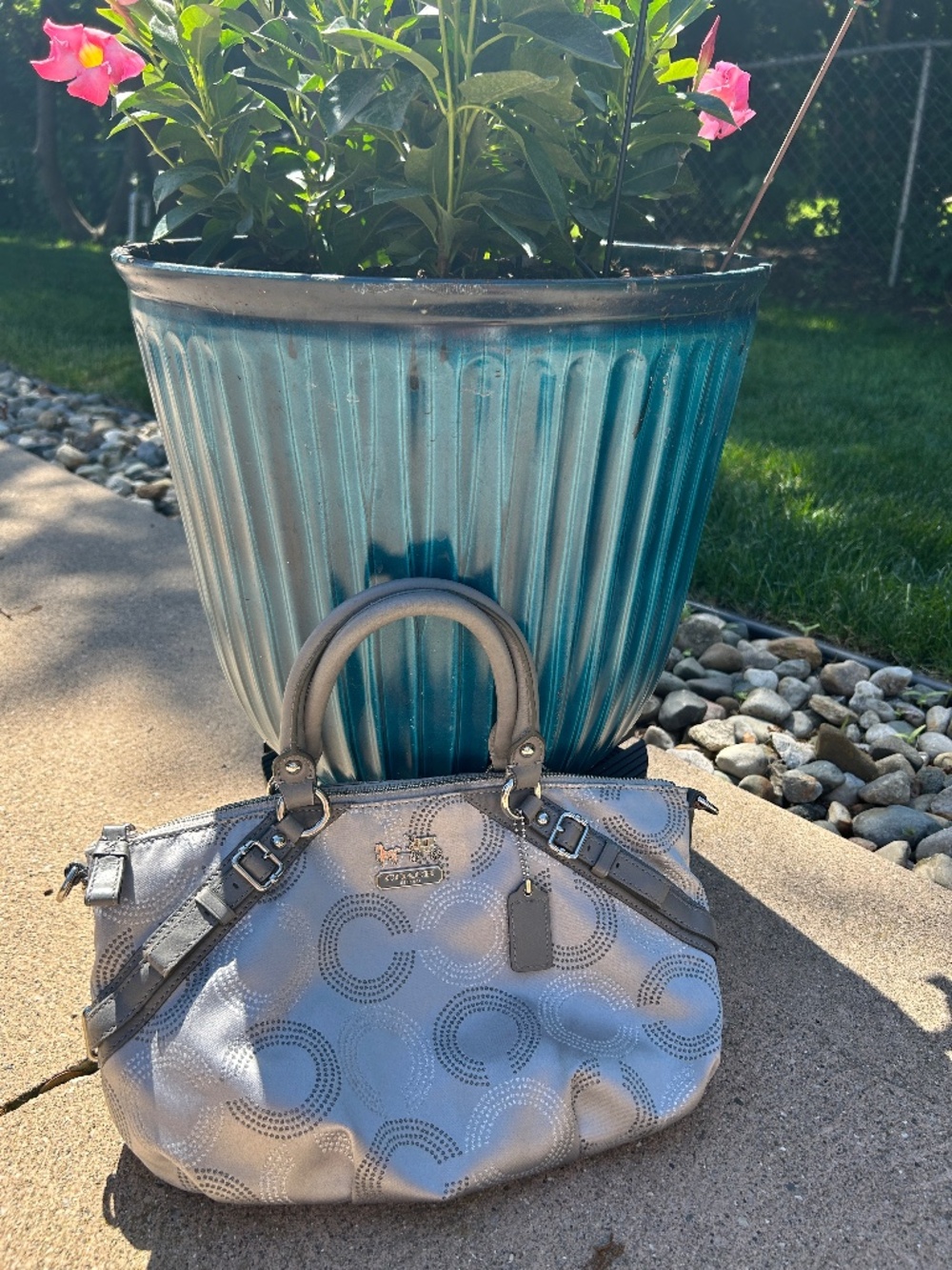 Coach Madison Dotted Satchel in Silver